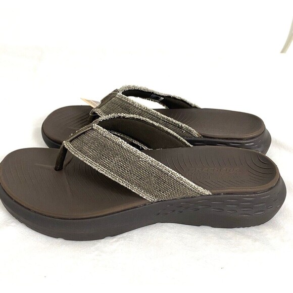 Skechers Flip Flops Men’s Gino Vegan Brown Relaxed Fit Lux Foam Comfort Casual main image 3